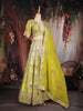 Lemon Yellow Heavy Sequins and Zari Embroidered Design Raw Silk Bridal Lehenga with Designer Dupatta