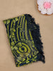 Lime Green Leaf Printed Design Chiffon Saree with Stone Work