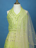 Lime Green Mirror Work Kids Net Lehenga