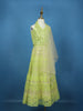 Lime Green Mirror Work Kids Net Lehenga
