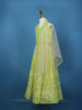Lime Green Mirror Work Kids Net Lehenga