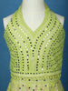 Lime Green Mirror Work Kids Net Lehenga