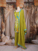 Lime Green Peacock and Deer Embroidered Design Silk Palazzo Suit with Dupatta