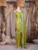 Lime Green Peacock and Deer Embroidered Design Silk Palazzo Suit with Dupatta