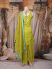 Lime Green Peacock and Deer Embroidered Design Silk Palazzo Suit with Dupatta