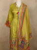 Lime Green Traditional Elephant and Floral Embroidered Design Cotton Salwar Suit with Dupatta