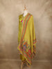 Lime Green Traditional Elephant and Floral Embroidered Design Cotton Salwar Suit with Dupatta