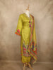 Lime Green Traditional Elephant and Floral Embroidered Design Cotton Salwar Suit with Dupatta