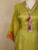 Lime Green Traditional Elephant and Floral Embroidered Design Cotton Salwar Suit with Dupatta