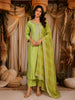 Lime Green Zari Embroidered Design Tissue Silk Palazzo Suit