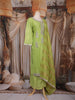 Lime Green Zari Embroidered Design Tissue Silk Palazzo Suit