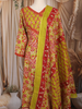 Lime Green and Red Floral Printed Cotton Salwar Suit with Dupatta