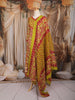 Lime Green and Red Floral Printed Cotton Salwar Suit with Dupatta