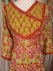 Lime Green and Red Floral Printed Cotton Salwar Suit with Dupatta