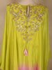 Lime Green and Soft Blush Pink Solid Sequins and Beads Embroidered Design Soft Satin Indo Western Kaftan Set