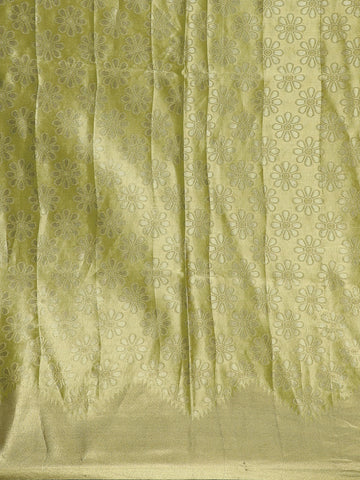 Lime Green floral Design Tissue Saree - Diadem