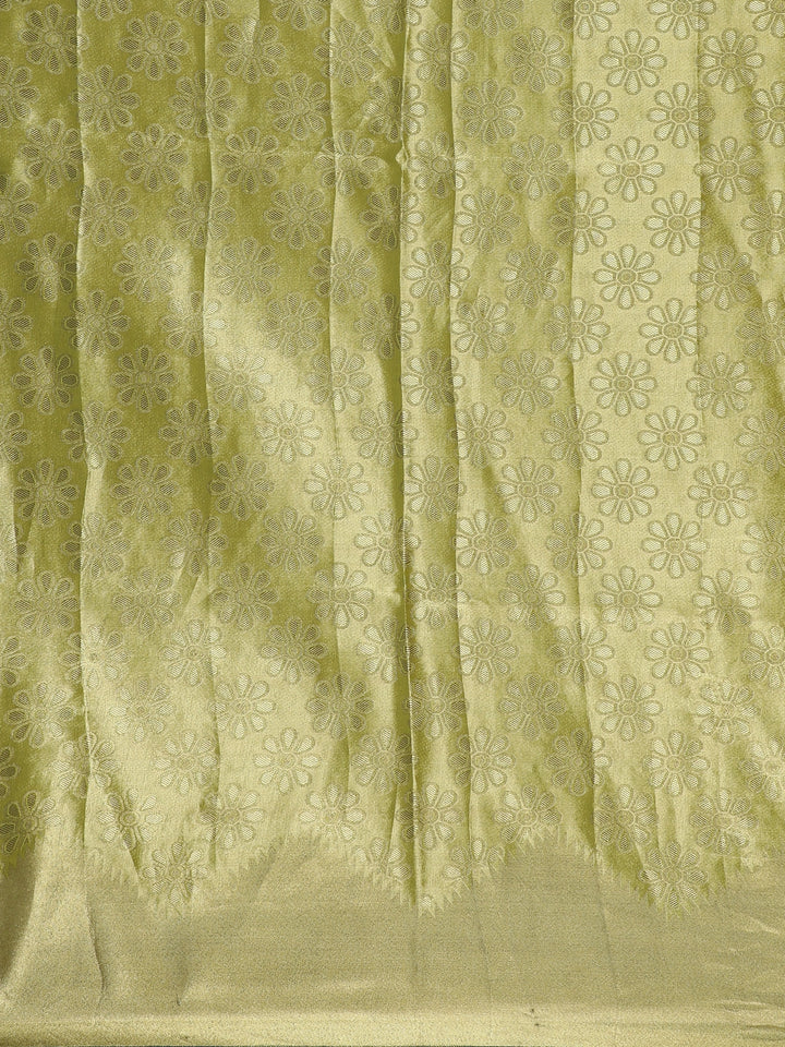 Lime Green floral Design Tissue Saree - Diadem
