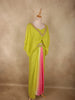 Lime Green with Soft Blush Pink Sequins And Beads Embroidered Design Satin Indo Western Skirt Top