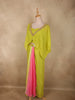 Lime Green with Soft Blush Pink Sequins And Beads Embroidered Design Satin Indo Western Skirt Top