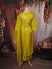 Lime Yellow Floral Beads Embroidered Design Organza Salwar Suit with Dupatta