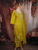 Lime Yellow Floral Beads Embroidered Design Organza Salwar Suit with Dupatta