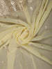 Lime Yellow Floral Butta Zari Embroidered Design Chiffon Saree with Designer Border