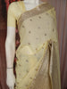 Lime Yellow Floral Butta Zari Embroidered Design Chiffon Saree with Designer Border