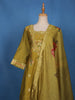 Lime Yellow Floral Design Silk Salwar Suit