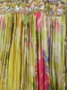 Lime Yellow Floral Mirror Embroidered  Design Tissue Crushed Lehenga With Dupatta