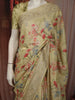 Lime Yellow Floral Printed Design Chiffon Fancy Saree with Designer Border