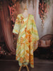 Lime Yellow Floral Printed Design Cotton Palazzo Suit with Dupatta