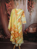 Lime Yellow Floral Printed Design Cotton Palazzo Suit with Dupatta