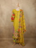 Lime Yellow Floral Printed Design Cotton Salwar Suit with Dupatta