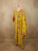 Lime Yellow Floral Printed Design Cotton Salwar Suit with Dupatta