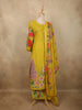 Lime Yellow Floral Printed Design Cotton Salwar Suit with Dupatta