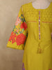 Lime Yellow Floral Printed Design Cotton Salwar Suit with Dupatta
