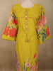 Lime Yellow Floral Printed Design Cotton Salwar Suit with Dupatta