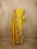 Lime Yellow Floral Printed Design Cotton Salwar Suit with Dupatta