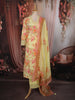 Lime Yellow Floral Printed Design Cotton Straight Cut Salwar Suit wit Matching Dupatta