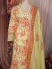 Lime Yellow Floral Printed Design Cotton Straight Cut Salwar Suit wit Matching Dupatta