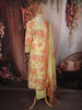 Lime Yellow Floral Printed Design Cotton Straight Cut Salwar Suit wit Matching Dupatta