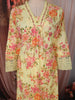 Lime Yellow Floral Printed Design Cotton Straight Cut Salwar Suit wit Matching Dupatta