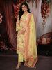 Lime Yellow Floral Printed Design Cotton Straight Cut Salwar Suit wit Matching Dupatta