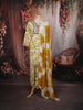 Lime Yellow Floral Printed and Mirror Embroidered Design Cotton Straight Cut Salwar Suit with Matching Dupatta
