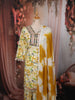 Lime Yellow Floral Printed and Mirror Embroidered Design Cotton Straight Cut Salwar Suit with Matching Dupatta