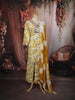 Lime Yellow Floral Printed and Mirror Embroidered Design Cotton Straight Cut Salwar Suit with Matching Dupatta