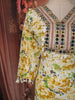 Lime Yellow Floral Printed and Mirror Embroidered Design Cotton Straight Cut Salwar Suit with Matching Dupatta