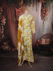 Lime Yellow Floral Printed and Mirror Embroidered Design Cotton Straight Cut Salwar Suit with Matching Dupatta