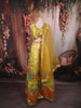 Lime Yellow Floral Printed and Mirror Embroidered Design Tussar Silk Haldi Lehenga with Matching Dupatta