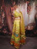 Lime Yellow Floral Printed and Mirror Embroidered Design Tussar Silk Haldi Lehenga with Matching Dupatta